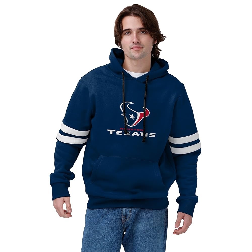 FOCO x NFL Houston Texans Men’s Drop Tail Hoodie with Striped Sleeves - Size S